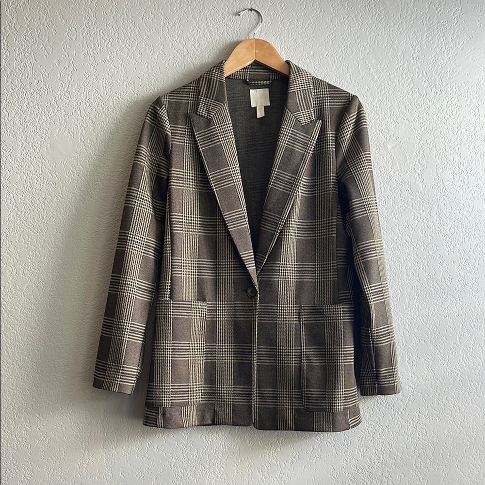 H&M Brown Plaid Blazer